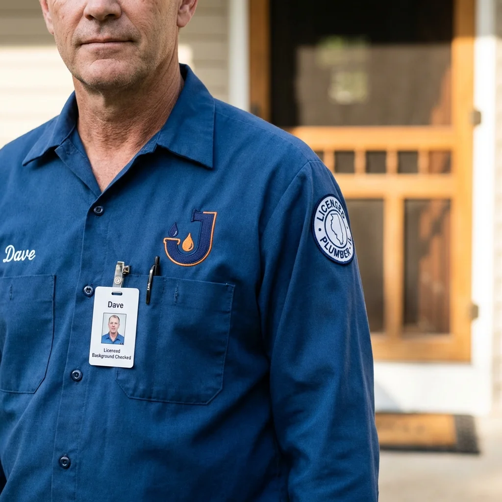 Licensed plumber showing ID badge in Fort Pierre, SD