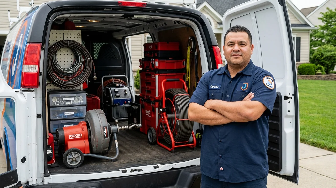 Professional drain cleaning equipment and Johns Plumbing LLC plumber in Fort Pierre